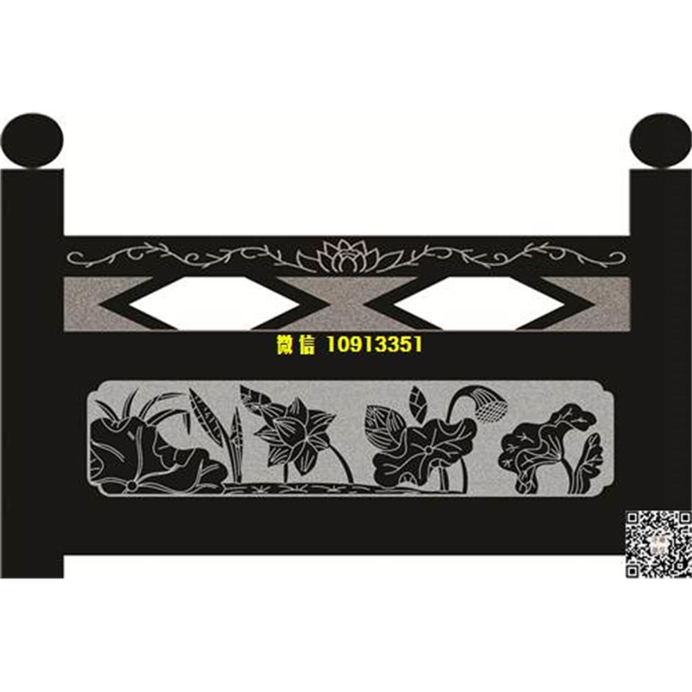 精雕图200荷花栏板精雕图线雕图线条图单线铣底图_电脑雕刻plt文泰矢量图精雕图浮雕图